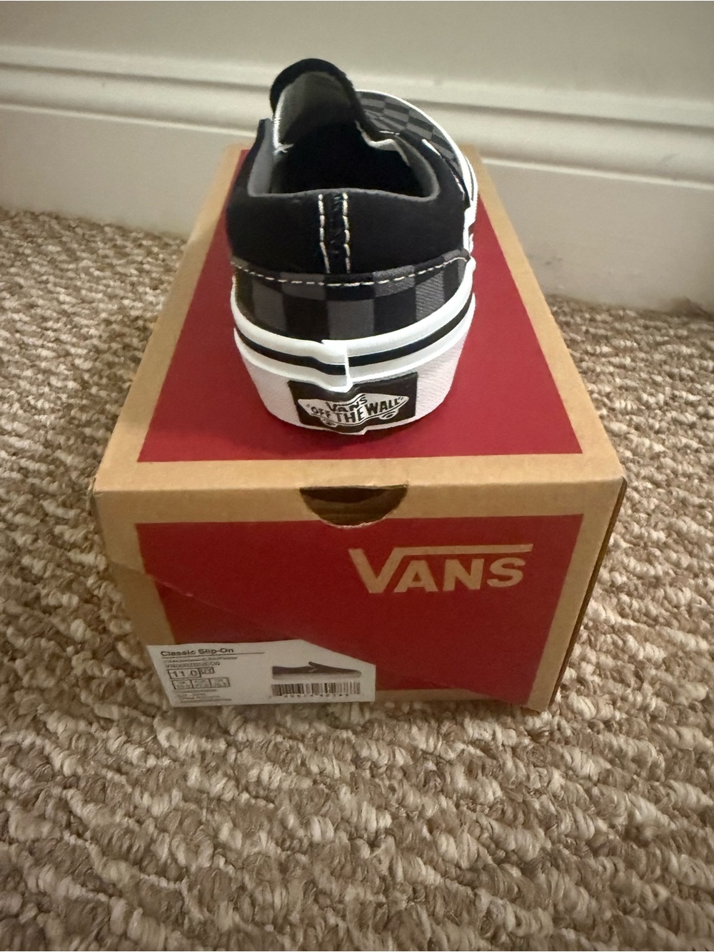 Vans Checkerboard Slip-On Kids Shoe - Black/Gray - Picture 2 of 4